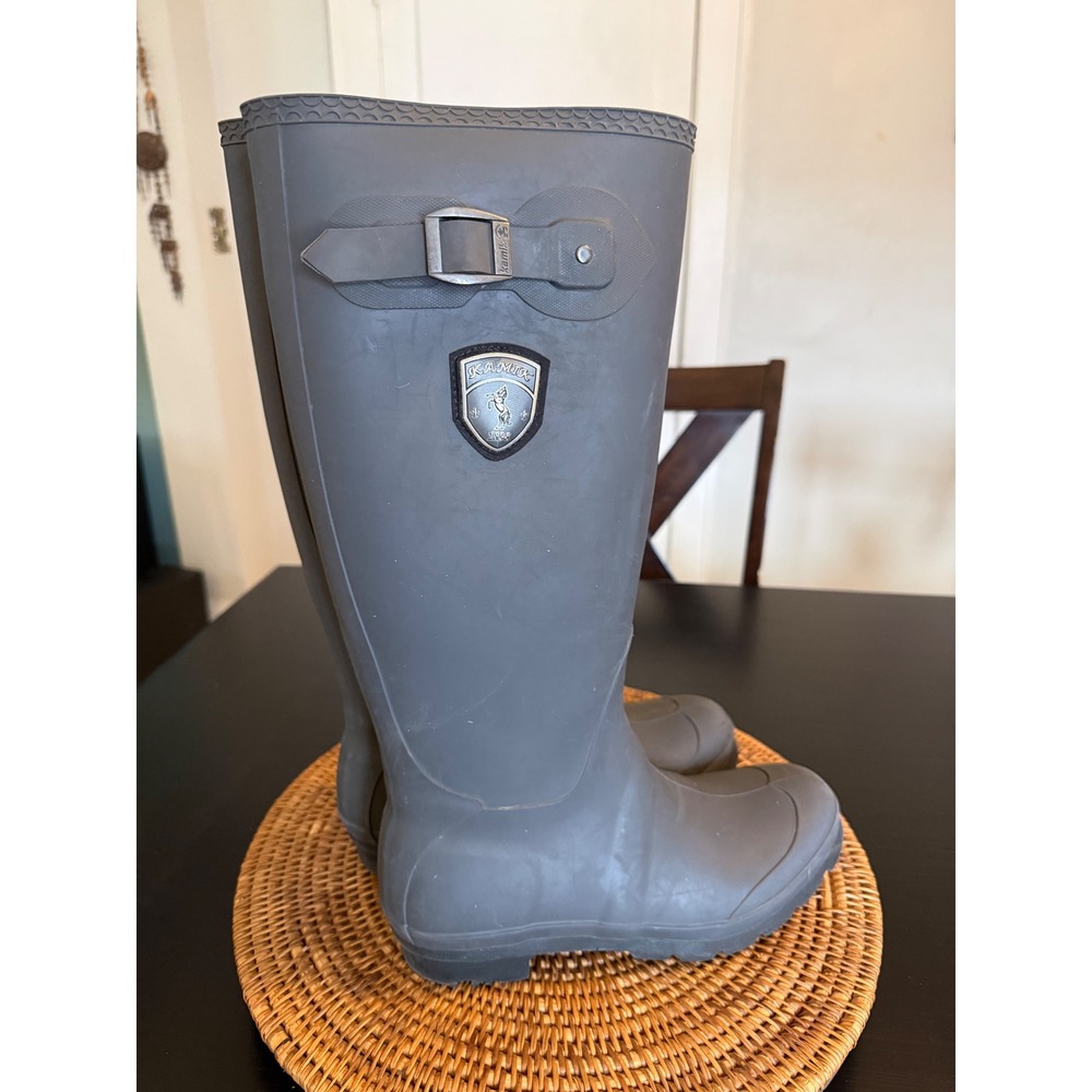 Kamik Jennifer Women Charcoal Grey Tall Rubber Rain Boots Size 10 Waterproof